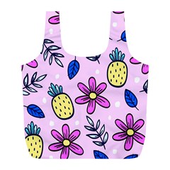 Flowers Petals Pineapples Fruit Full Print Recycle Bag (l) by Paksenen