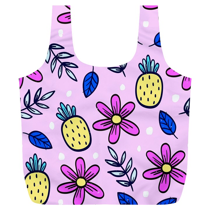 Flowers Petals Pineapples Fruit Full Print Recycle Bag (XL)