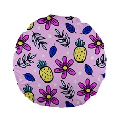 Flowers Petals Pineapples Fruit Standard 15  Premium Flano Round Cushions by Paksenen