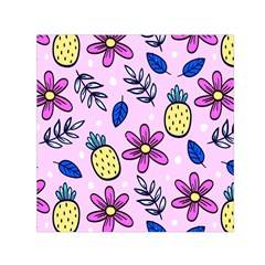 Flowers Petals Pineapples Fruit Square Satin Scarf (30  X 30 ) by Paksenen