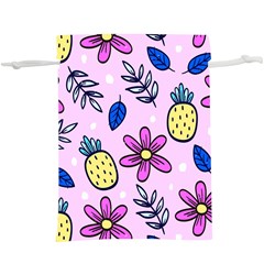 Flowers Petals Pineapples Fruit Lightweight Drawstring Pouch (xl) by Paksenen