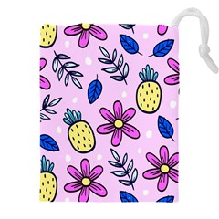 Flowers Petals Pineapples Fruit Drawstring Pouch (5xl) by Paksenen