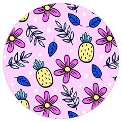 Flowers Petals Pineapples Fruit Round Trivet by Paksenen