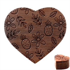 Flowers Petals Pineapples Fruit Heart Wood Jewelry Box by Paksenen