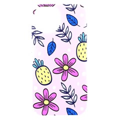 Flowers Petals Pineapples Fruit Iphone 15 Black Uv Print Pc Hardshell Case by Paksenen