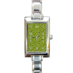 Kiwi Fruit Pattern Green Background Rectangle Italian Charm Watch by Paksenen