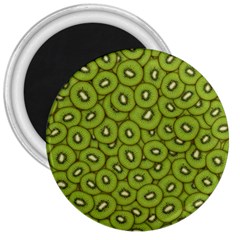 Kiwi Fruit Pattern Green Background 3  Magnets by Paksenen