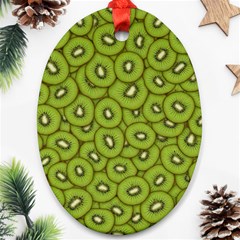 Kiwi Fruit Pattern Green Background Ornament (oval)