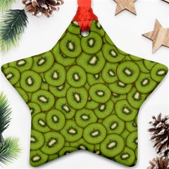 Kiwi Fruit Pattern Green Background Ornament (star)