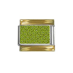 Kiwi Fruit Pattern Green Background Gold Trim Italian Charm (9mm) by Paksenen