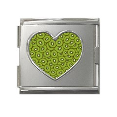 Kiwi Fruit Pattern Green Background Mega Link Heart Italian Charm (18mm)