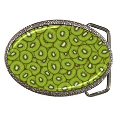 Kiwi Fruit Pattern Green Background Belt Buckles by Paksenen