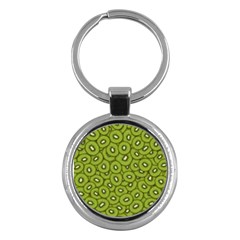 Kiwi Fruit Pattern Green Background Key Chain (round) by Paksenen