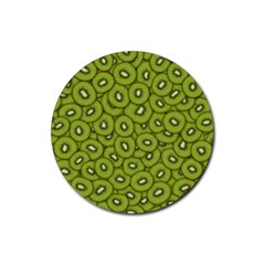 Kiwi Fruit Pattern Green Background Rubber Coaster (round) by Paksenen