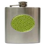 Kiwi Fruit Pattern Green Background Hip Flask (6 oz) Front