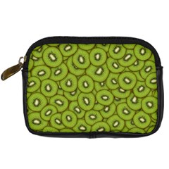 Kiwi Fruit Pattern Green Background Digital Camera Leather Case by Paksenen