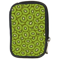 Kiwi Fruit Pattern Green Background Compact Camera Leather Case by Paksenen