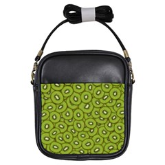 Kiwi Fruit Pattern Green Background Girls Sling Bag by Paksenen