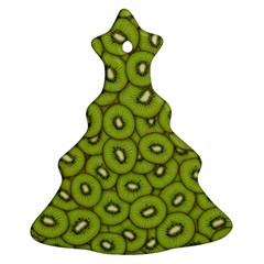 Kiwi Fruit Pattern Green Background Christmas Tree Ornament (two Sides)