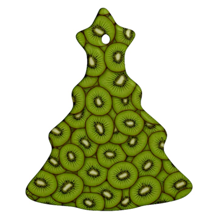 Kiwi Fruit Pattern Green Background Christmas Tree Ornament (Two Sides)