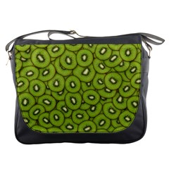 Kiwi Fruit Pattern Green Background Messenger Bag by Paksenen