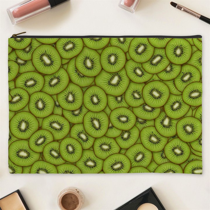 Kiwi Fruit Pattern Green Background Cosmetic Bag (XXXL)