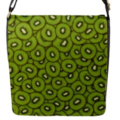 Kiwi Fruit Pattern Green Background Flap Closure Messenger Bag (s) by Paksenen