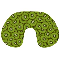 Kiwi Fruit Pattern Green Background Travel Neck Pillow