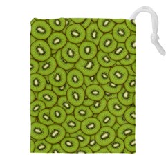 Kiwi Fruit Pattern Green Background Drawstring Pouch (5xl) by Paksenen