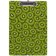 Kiwi Fruit Pattern Green Background A4 Acrylic Clipboard by Paksenen