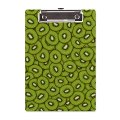 Kiwi Fruit Pattern Green Background A5 Acrylic Clipboard by Paksenen