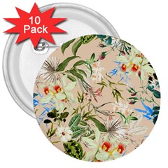 Textile Fabric Tropical 3  Buttons (10 Pack)  by Paksenen