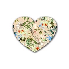 Textile Fabric Tropical Rubber Heart Coaster (4 Pack) by Paksenen