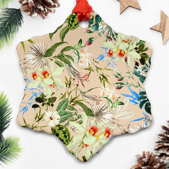 Textile Fabric Tropical Snowflake Ornament (Two Sides)