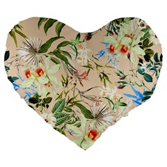 Textile Fabric Tropical Large 19  Premium Flano Heart Shape Cushions by Paksenen