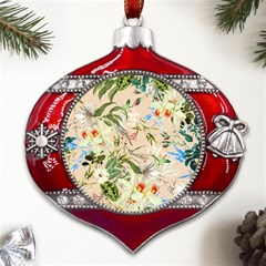 Textile Fabric Tropical Metal Snowflake And Bell Red Ornament