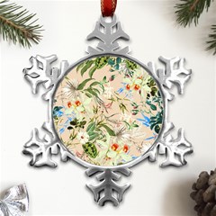 Textile Fabric Tropical Metal Small Snowflake Ornament by Paksenen