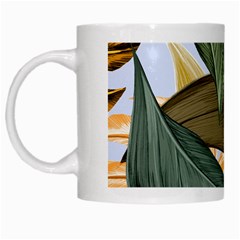 Monstera Palm Leaves Plants White Mug by Paksenen