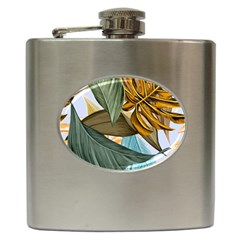 Monstera Palm Leaves Plants Hip Flask (6 Oz) by Paksenen