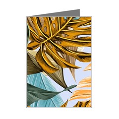 Monstera Palm Leaves Plants Mini Greeting Card by Paksenen