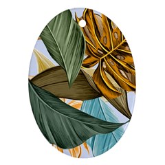 Monstera Palm Leaves Plants Oval Ornament (two Sides) by Paksenen