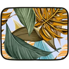 Monstera Palm Leaves Plants Two Sides Fleece Blanket (mini) by Paksenen