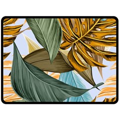 Monstera Palm Leaves Plants Fleece Blanket (large) by Paksenen