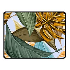 Monstera Palm Leaves Plants Fleece Blanket (small) by Paksenen