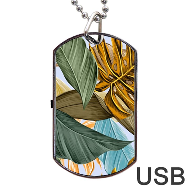 Monstera Palm Leaves Plants Dog Tag USB Flash (One Side)