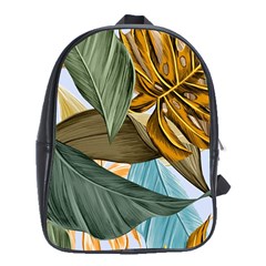 Monstera Palm Leaves Plants School Bag (xl) by Paksenen