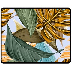 Monstera Palm Leaves Plants Two Sides Fleece Blanket (medium) by Paksenen