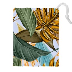 Monstera Palm Leaves Plants Drawstring Pouch (5xl) by Paksenen