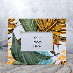 Monstera Palm Leaves Plants White Tabletop Photo Frame 4 x6  by Paksenen