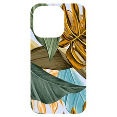 Monstera Palm Leaves Plants Iphone 14 Pro Black Uv Print Case by Paksenen